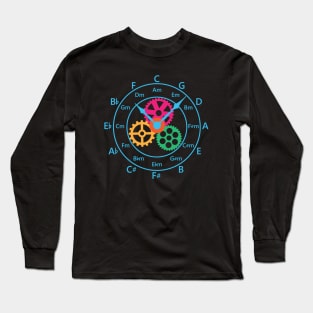 Circle of Fifths Mechanical Clock Style Cool Blue Long Sleeve T-Shirt